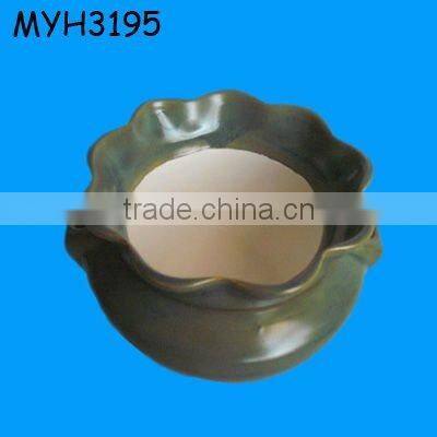 glazed ceramic bonsai pot with drip tray