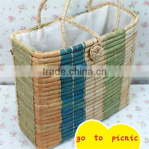 orn husk braided picnic food baskets e natural corn husk basket