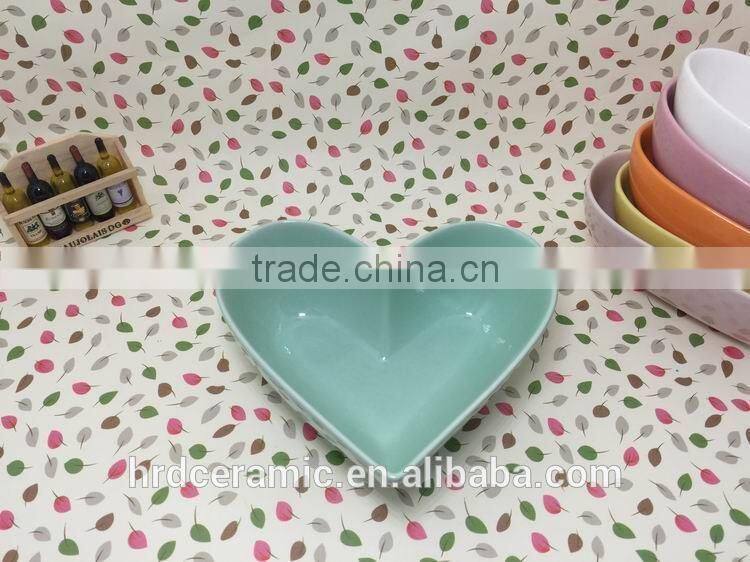 Stocked heart shape sala bowl,ceramic soup bowl for microwave oven