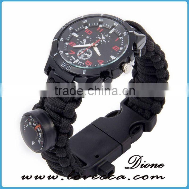 New Style Outdoor High Quality Waterproof Paracord Survival Watch Bands