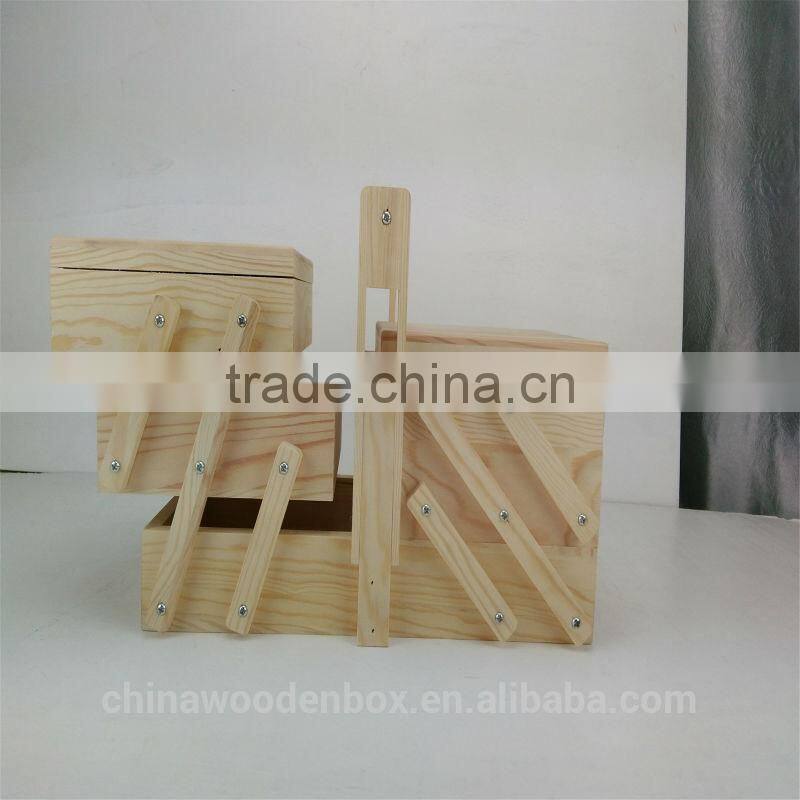Mini customize folding wooden sewing box for sale