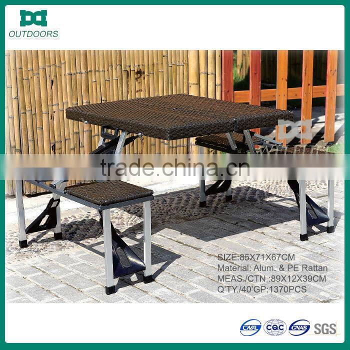 Rattan folding camping table