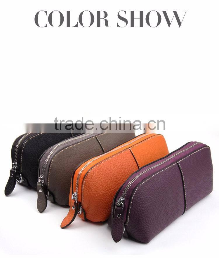 The first layer of leather makeup bag ladies hand bag South Korean portable travel package