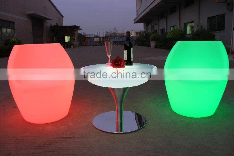 Stainless steel rack led round coffe table, led cocktail table with IR remote control