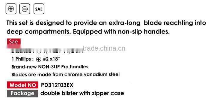 3PC Extra Long Non-slip Pro Screwdriver Set Auto Repair Tools