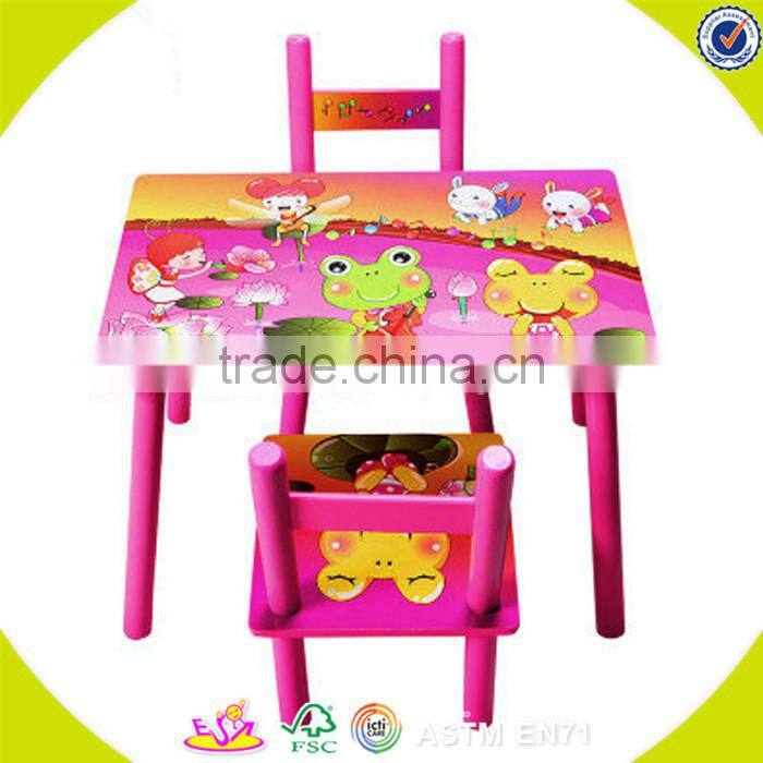 Wholesale cheap kindergarten natural wooden round tables high quality children wooden table and chairs W08G210