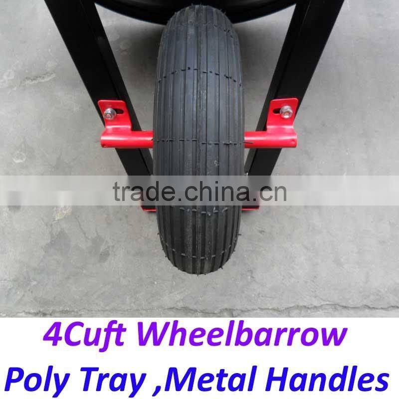 America 4Cuft Poly Tray Metal Handles Wheelbarrow for Gardenning