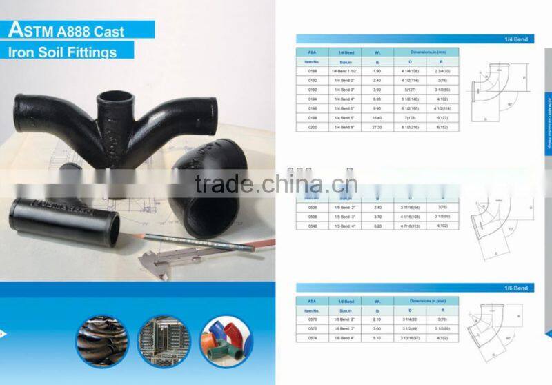 ASTM A888 no-hub Cast iron pipe fittings
