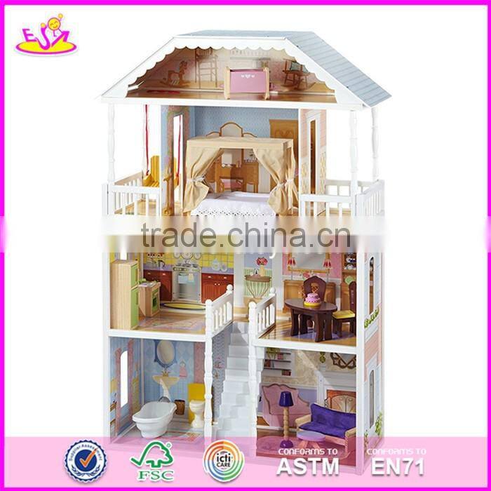 New design beautiful princess wooden dollhouse for children W06A218