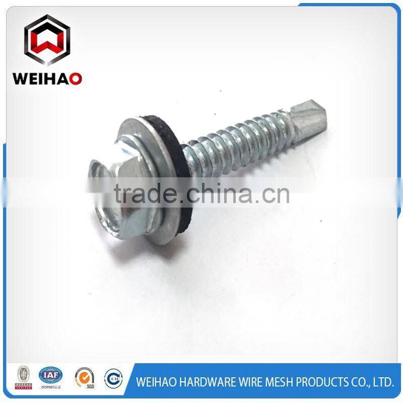 China Supplier ! Zinc plated galvanized hex head self drilling screws EPDM washer
