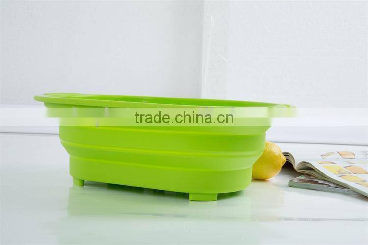 Silicone square shaped folding wash basin,fruit bowl