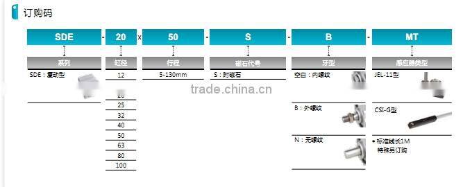 SDE Series thin pneumatic cylinder with high quality