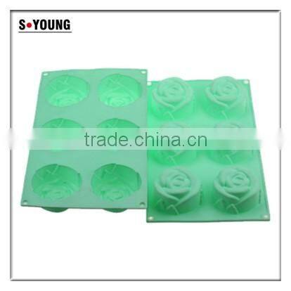 10110 6pcs roses shaped silicone chocolate mould and mold