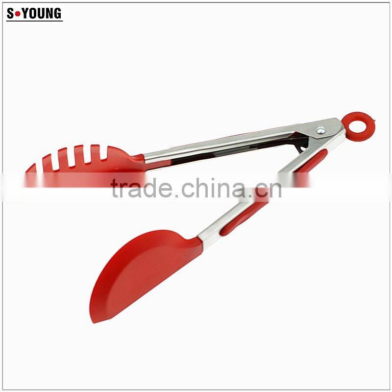 14013 Food Grade Kitchen and Barbecue Grill Tongs Silicone Locking Serving Food Tong