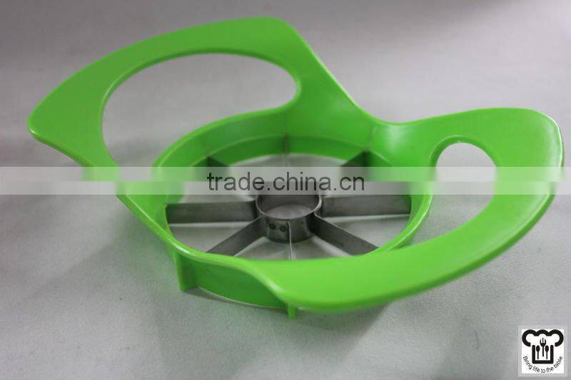 Colorful plastic apple cutter w/stainless steel blade