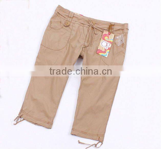 Ladies' 100% cotton twill cropped casual pants