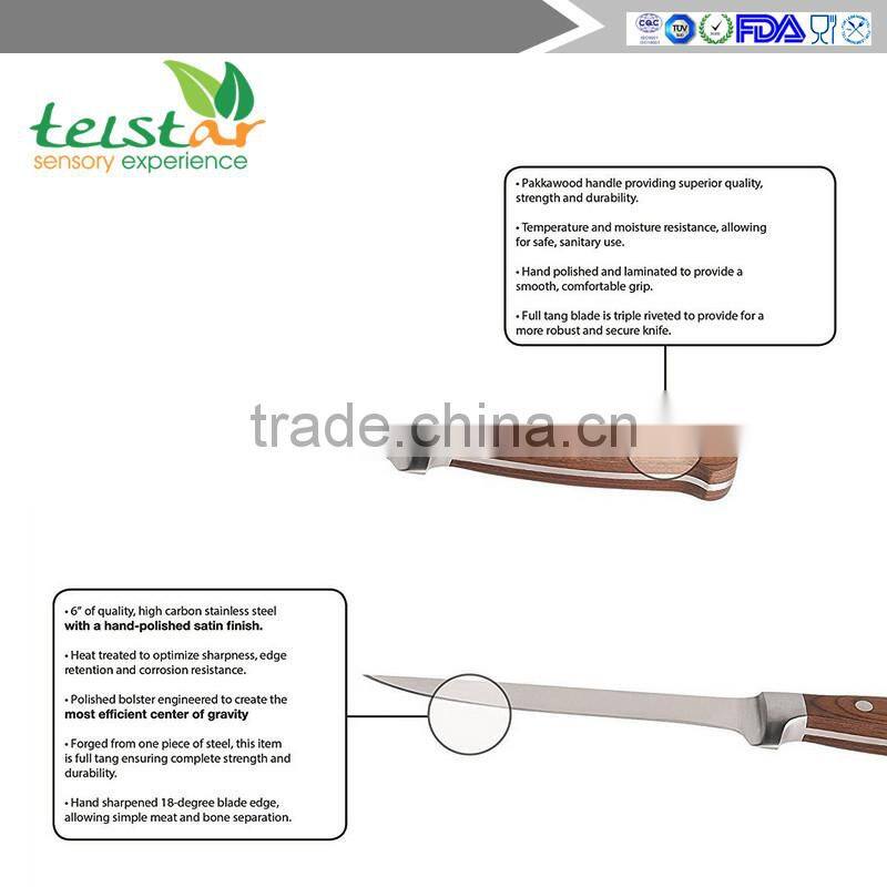 6" Professional Boning Knife - Pro Series - High Carbon Stainless Steel Blade - Wood Handle