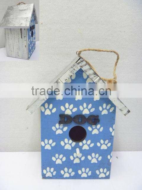 Good Sale 8-5/8''H Wooden Birdhouse with Dog Footprint Design