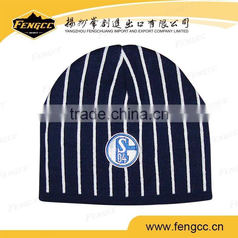 winter snow Jacquard stripe knitted beanie football team sport hat
