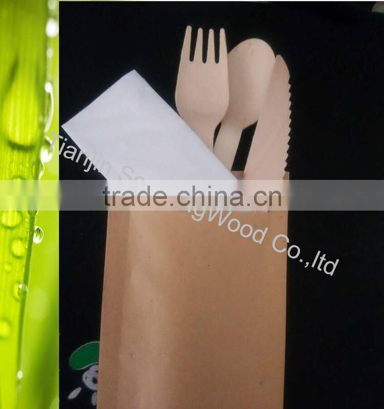 chinese wooden disposable airline hotel cutlery spoon fork knife