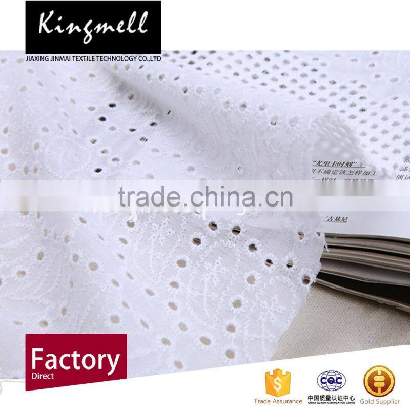 Wholesale organic white cotton fabric with 100% cotton for lady dress