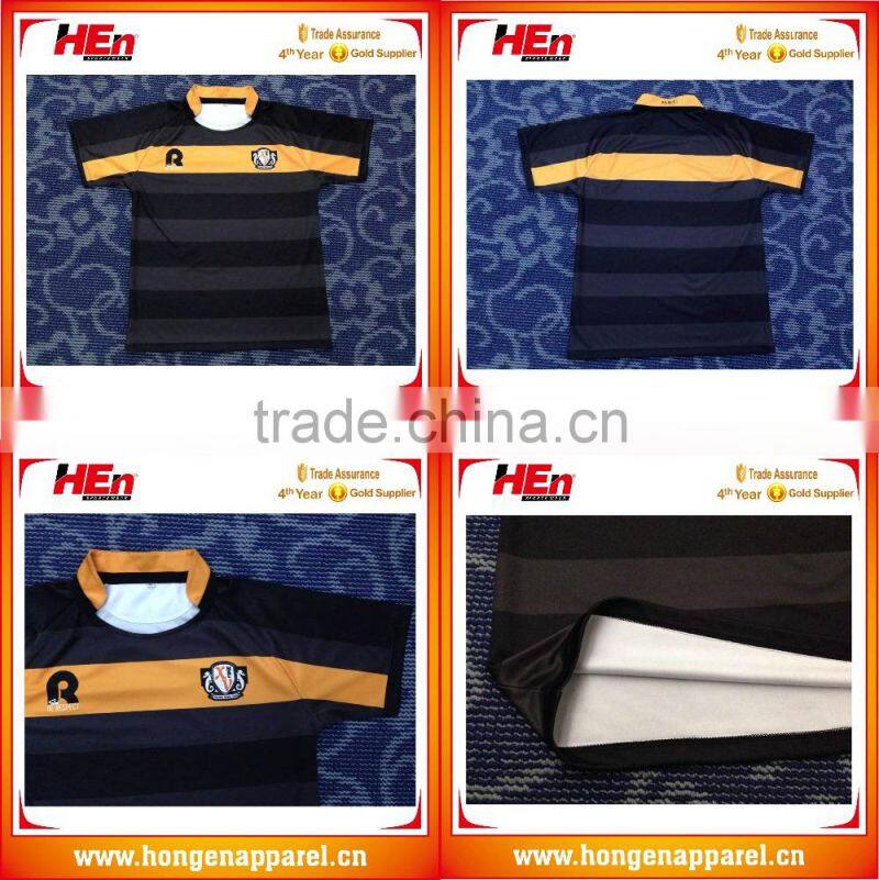 Hongen apparel Wholesale sublimation 100% polyester OEM slim fit rugby wear slim fit rugby jersey