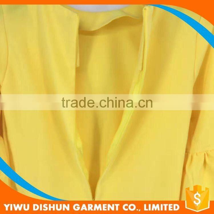 Ladies yellow summer casual dress with flare sleeves