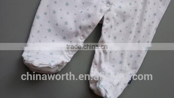 wholesale customized long sleeves Baby footed romper all over printed