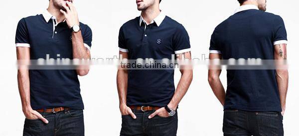 Mens slim fit embroidery combination 100% polo t- shirt