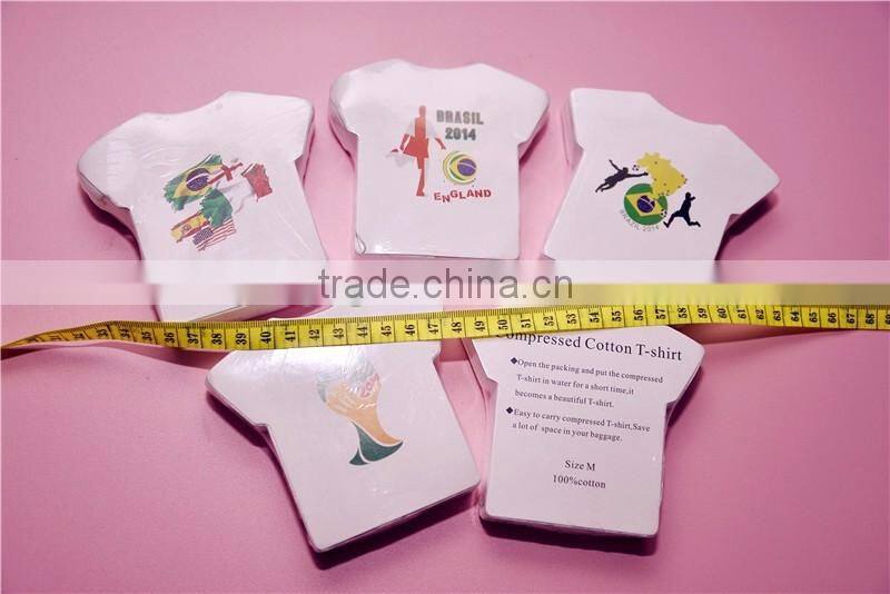 Factory Custom compressed t shirt which very convience for carry trade go out