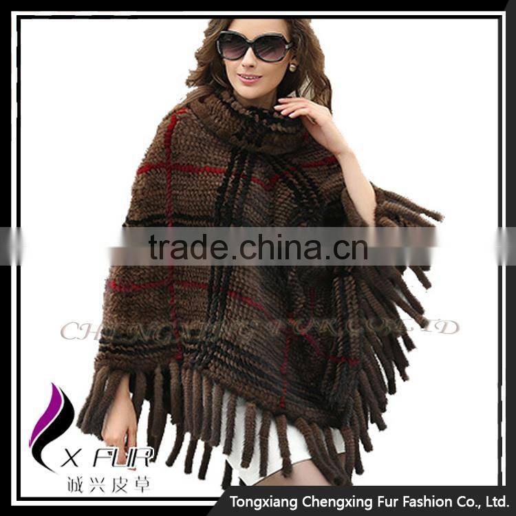 CX-B-M-62A 2016 New Latest Cheap Genuine Mink Fur Poncho and Shawl