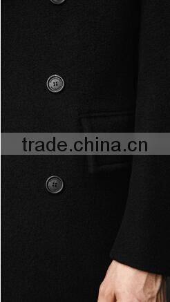2014 Men Coat Double-Breasted black color wool