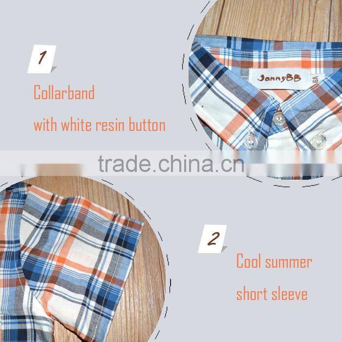korea boy summer short sleeve kids shirt plaid shirt