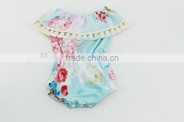 Summer Boutique Blue Floral Fresh Baby Girl Shorts Cotton Bow Shorts