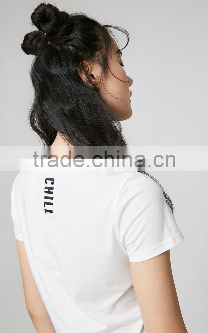 2017 women clothing custom t shirt printing v neck women t shirt