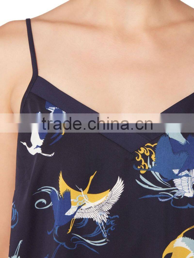 2017 Wholesale custom ladies Cami Pajama Top cheap sexy full printing sexy pajamas set