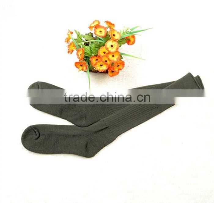 manufacture Thick terry cushioned military green cotton sock for men