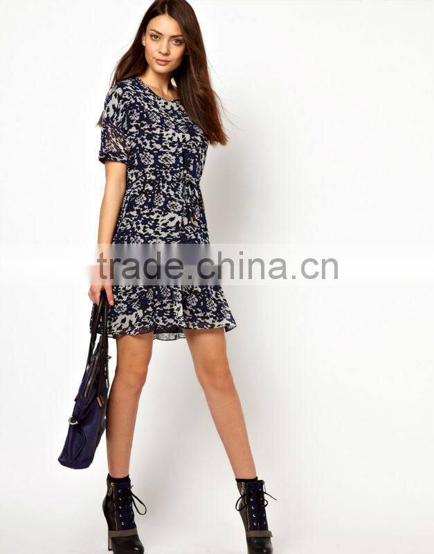 Abstract Animal Drawstring Dress