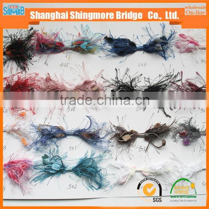 Online shopping first choice feather pompom yarn from China feather pompom twisted yarn factory in a low price