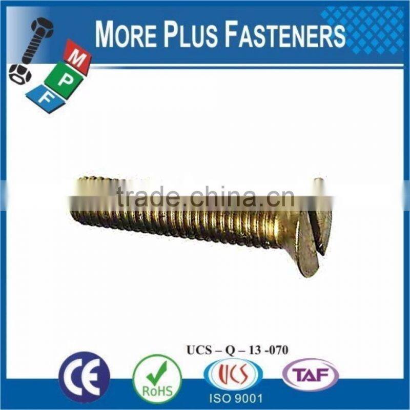 Made in Taiwan Metric Machine Screw DIN 963 ISO 2009 Slotted Flat Head Countersunk Steel Zinc Plated