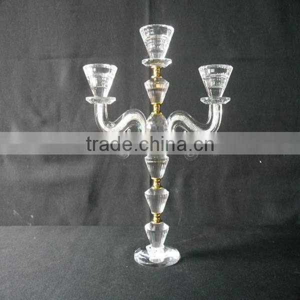 3 Arms Crystal With Metal Candelabra Candle Holder For Wedding Table Decoration