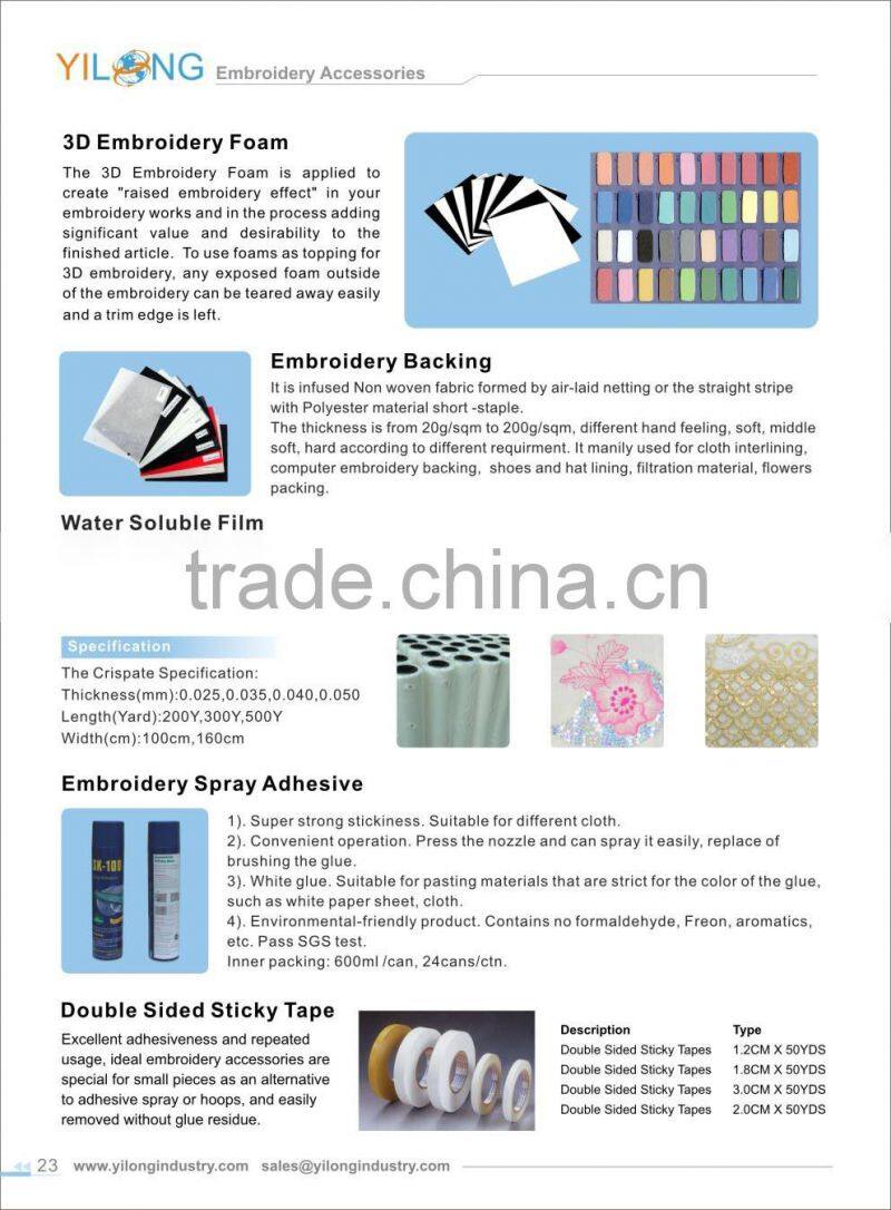 Nonwoven fabric Cut away Embroidery backing paper Embroidery backing Garment nonwoven interlining fabric