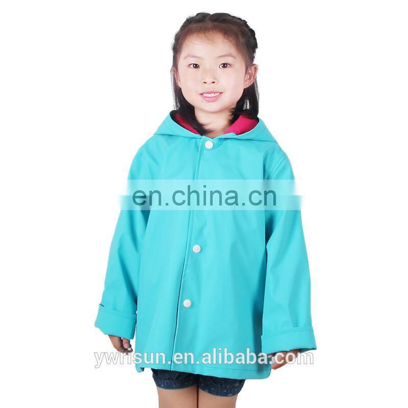 PUKR17001 Wholesale Kids Raincoat Children Sky Blue PU Raincoats For 2-10 Y