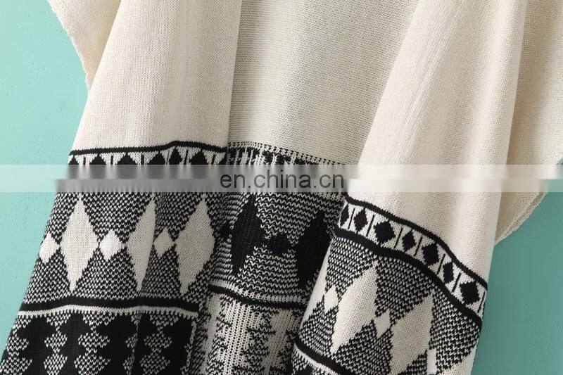 2015 Fashion dress Europe America women's clothing wholesale geometric pattern shawls knitting cardigan national female coat