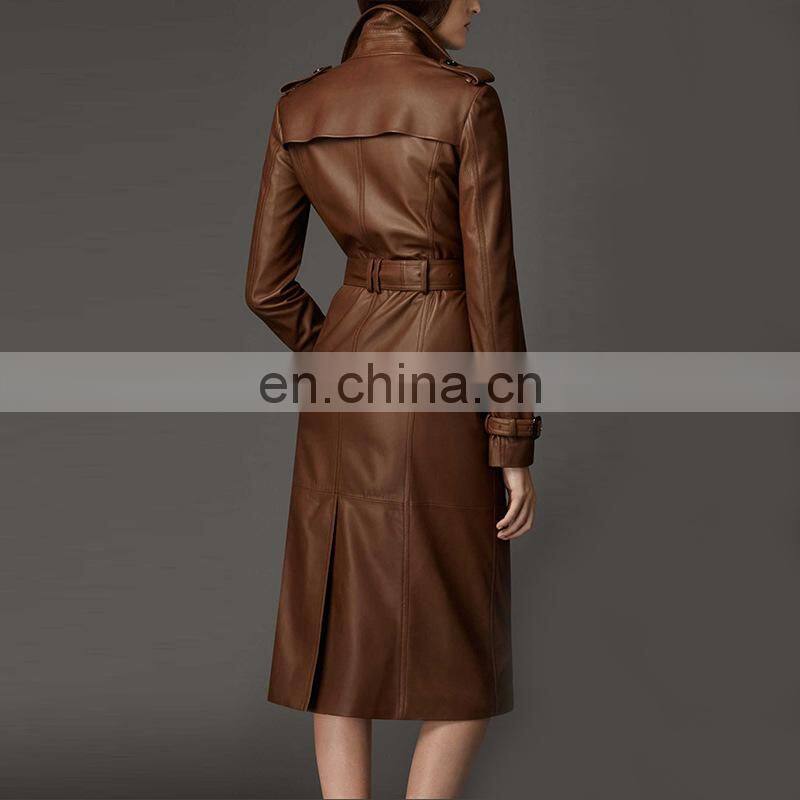2015 women's long overcoat PU leather jacket women winter