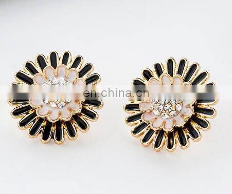 2016 new fashion sparkling earrings sunflowers zircon imitation jewelry accessories girls wedding gift