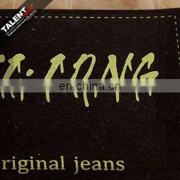 custom fashion design silk printing denim leather label patch