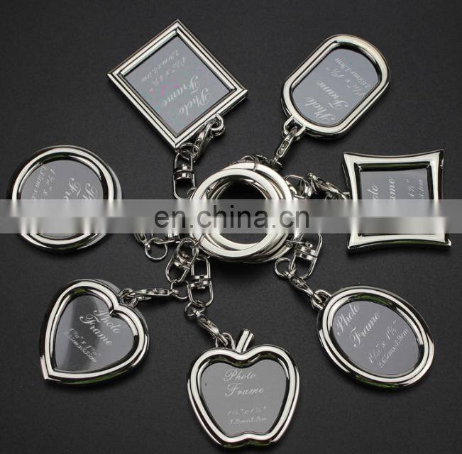 Promotional Gift Laser Logo blank Photo Frame Metal Keychain
