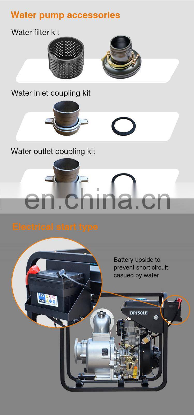 Sample Fast delivery CE certifictate 4 inch diesel powered water pump