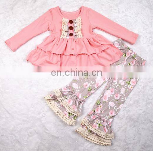 Cheap ruffle baby clothes newborn kids clothes baby girl cotton clothing boutique set